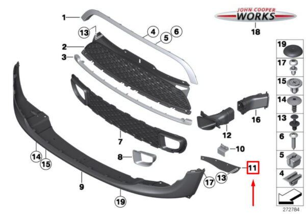 51117255109 - MINI Cooper S COUPE R58 Front Left Bumper Repellent Lip 51117255109 NEW