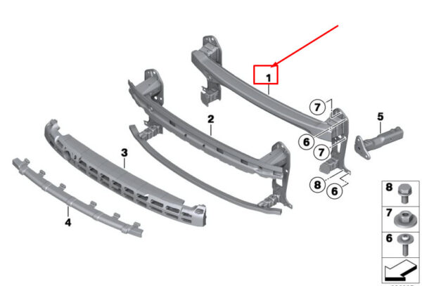 51117255121 - MINI CLUBMAN R55 front bumper carrier 7255121 51117255121 NEW original