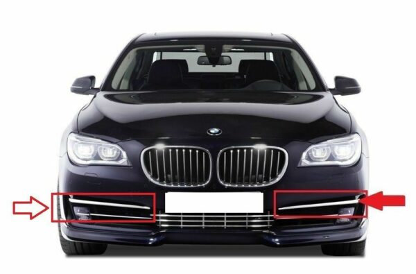51117295271 - New Genuine BMW 7 F01 F02 F03 LCI Front Bumper Fog Light Trim Strip Set Pair L+R