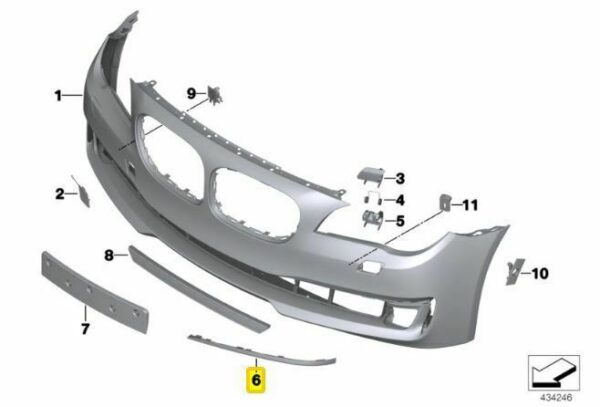 51117295271 - New Genuine BMW 7 F01 F02 F03 LCI Front Bumper Fog Light Trim Strip Set Pair L+R