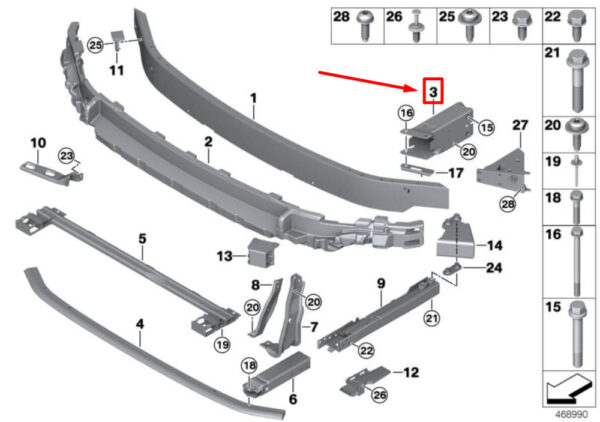 51117301581 - NEW MINI COOPER F56 FRONT LEFT CARRIER DEFORMATION ELEMENT 51117301581