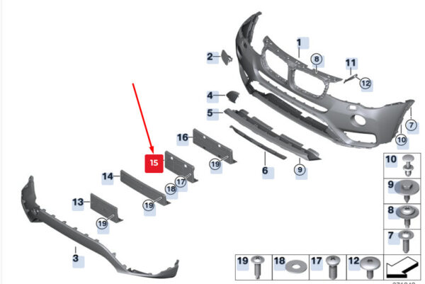 51117347972 - NEW BMW X3 F25 FRONT BUMPER LICENSE PLATE HOLDER 51117347972 7347972
