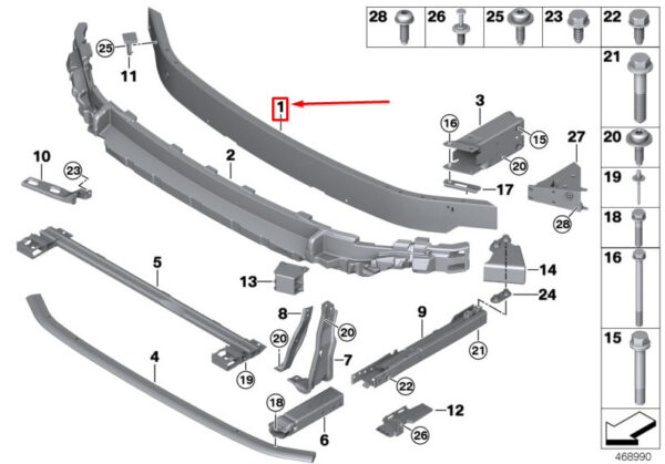 51117351519 - NEW MINI COOPER JCW ONE F54 ALL4 D S CARRIER BUMPER FRONT 51117351519