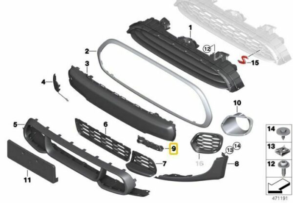 51117355239 - New Genuine Mini F55 F56 F57 JCW Right Left Air Inlet Finisher Set OEM
