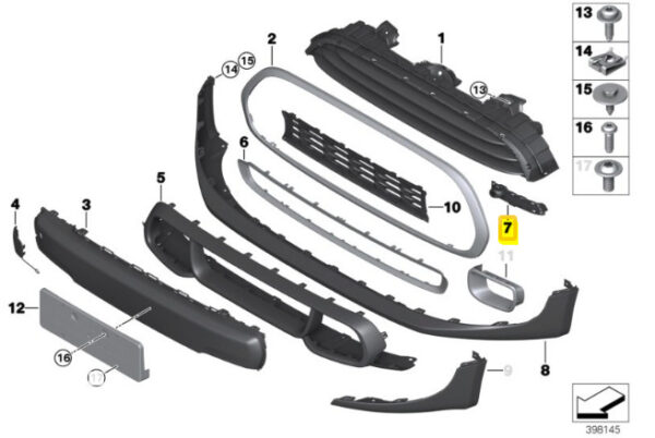 51117355240 - New Genuine MINI COOPER F55 F56 F57 Front Bumper Lower O/S Right Air Inlet OEM