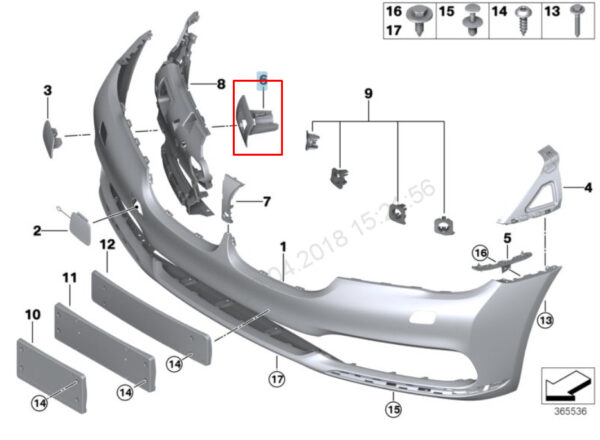 51117362522 - NEW BMW 7 G11 RIGHT HEADLIGHT WASH HOLDER 51117362522 7362522 2016 ORIGINAL