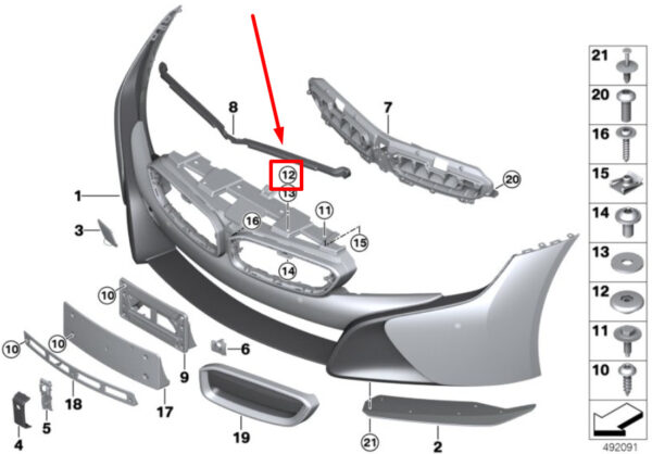 51117372254 - New BMW i8 I12 Front Bumper Lastaufnahme 7372254 51117372254