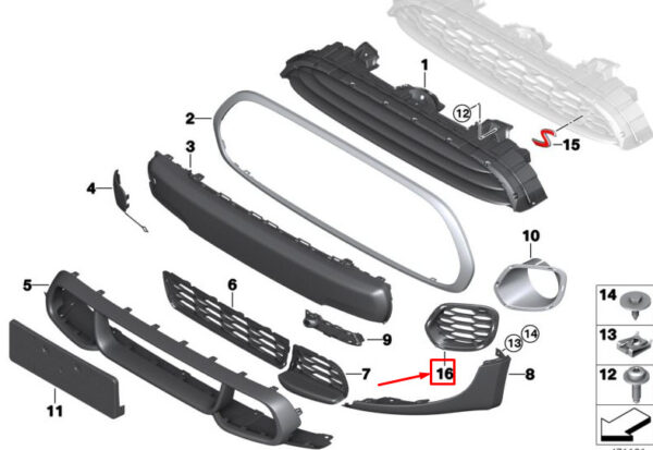 51117376117 - MINI CONVERTIBLE F57 FRONT LEFT AIR INTAKE FINISH 7376117 51117376117 NEW GENUINE