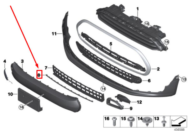 51117376373 - MINI CLUBMAN F54 Front Air Channel Chrome Trim 51117376373 7376373 NEW ORIGINAL
