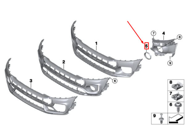 51117376382 - MINI CLUBMAN F54 Front Right Light Trim Ring 7376382 51117376382 NEW GENUINE