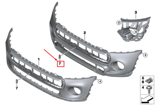51117380443 - MINI COOPER F56 FRONT BUMPER GRILLE COVER 7380443 51117380443 NEW GENUINE