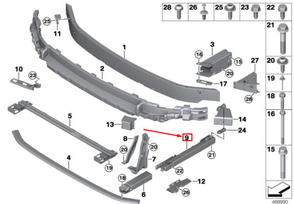 51117391865 - NEW MINI CABRIO F57 FRONT LEFT LOWER BUMPER ADAPTER 51117391865 ORIGINAL