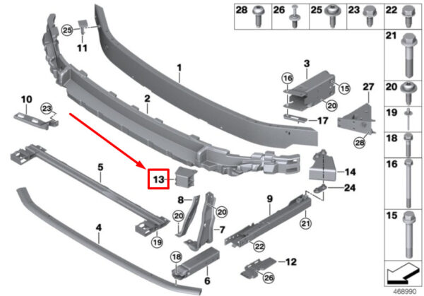 51117405521 - NEW MINI CLUBMAN F54 LEFT CARRIER SUPPORT 7405521 51117405521 ORIGINAL
