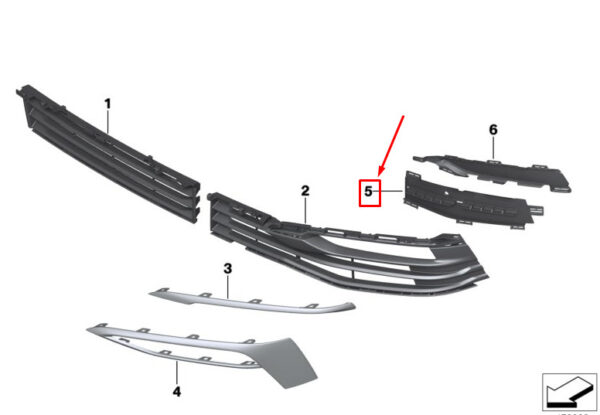 51117415582 - BMW 6 Gran Turismo G32 Front Right Bumper Grille Cover 51117415582 NEW GENUINE
