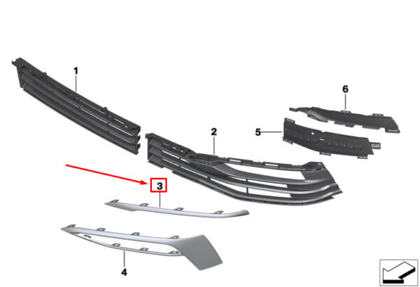 51117415589 - BMW 6 Gran Turismo G32 rubber strip bumper front left 51117415589 new