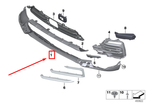 51117421792 - NEW BMW X5 G05 FRONT BUMPER LIP 7421792 51117421792 ORIGINAL