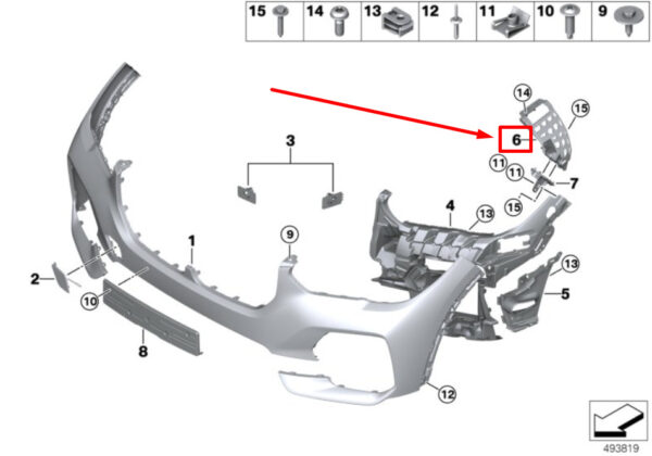 51117421850 - NEW BMW X5 G05 FRONT RIGHT BUMPER GUIDE 7421850 51117421850 ORIGINAL