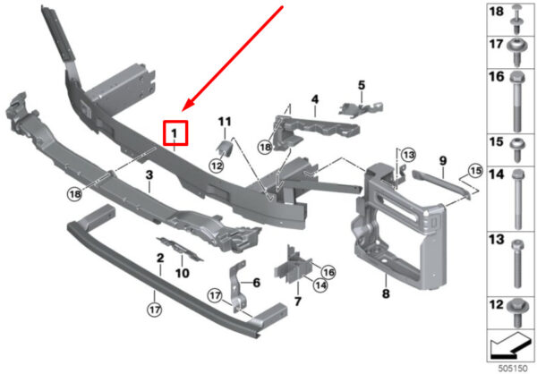 51117428246 - NEW BMW X6G06 FRONT BOOST BAR 7428246 51117428246 ORIGINAL