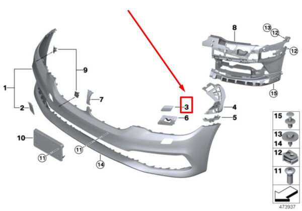 51117445593 - BMW 6 G32 left headlight washing system cover cap 7445593 51117445593 new
