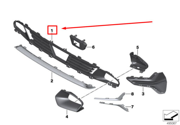 51117464198 - NEW BMW 3' SERIES G20 GRILL AIR INTAKE CENTER LINES MRR 51117464198 19-19