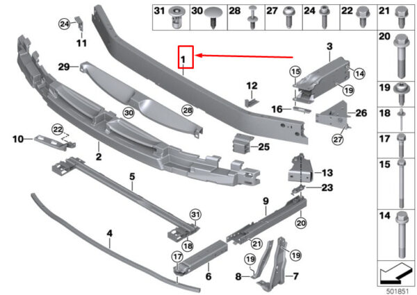 51117470302 - NEW BMW X1 F48 FRONT UPPER BUMPER 51117470302 ORIGINAL