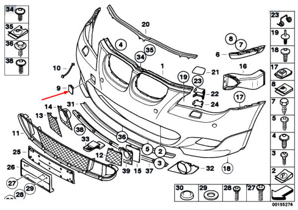 51117897210 - BMW 5 E60 Front M Bumper Tow Hook Eye Cover 51117897210 7897210 NEW GENUINE 2007