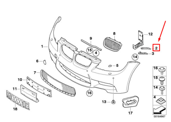 51117907206 - NEW BMW M3 M3 CRT E90 E92 E93 CONVERTIBLE INSERT BUMPER FRONT RIGHT 51117907206
