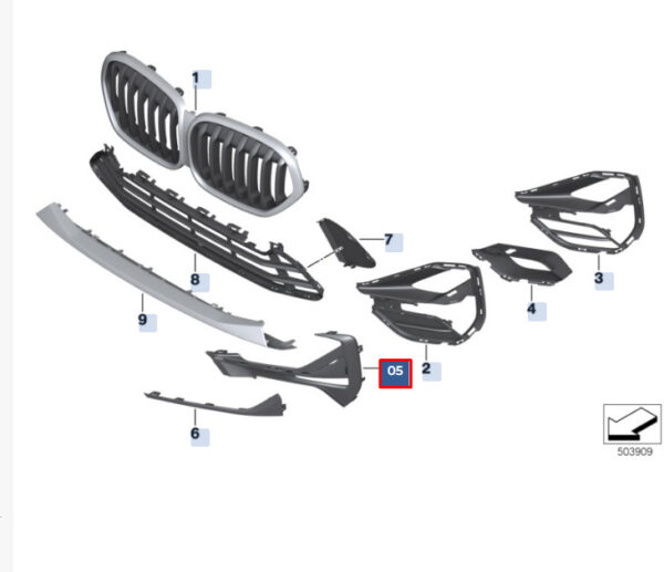 51117954248 - NEW BMW X1 F48 FRONT BUMPER RIGHT COOLER GRILLE TRIM 51117954248 7954248
