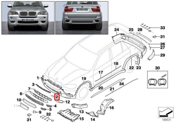 51118037269 - NEW BMW E70 FRONT M SPORT BUMPER TOW HOOK COVER 8037269 ORIGINAL