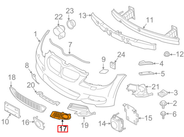 51118038935 - BMW 3 E92 M-Sport Fog Light Grill Front Left 51118038935 NEW REAL