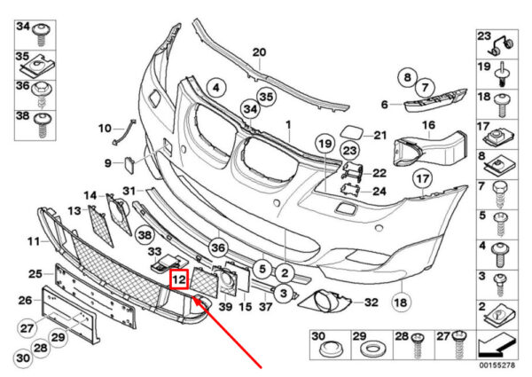 51118042007 - NEW BMW E60 E61 LCI SEDAN FRONT PARTIAL OPEN GRILL OUTLET 8042007