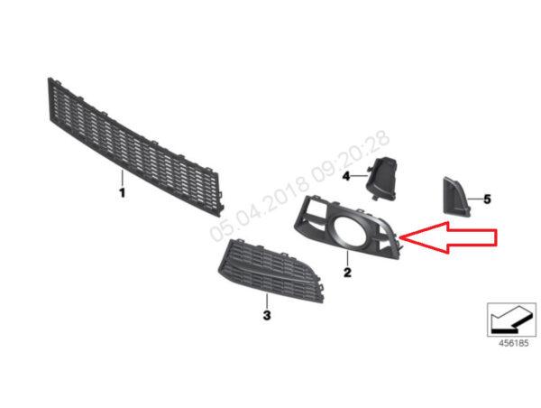 51118059002 - 2015 BMW 5 F10 Right Fog Light Grille M Sport 51118059002 8059002 New Genuine