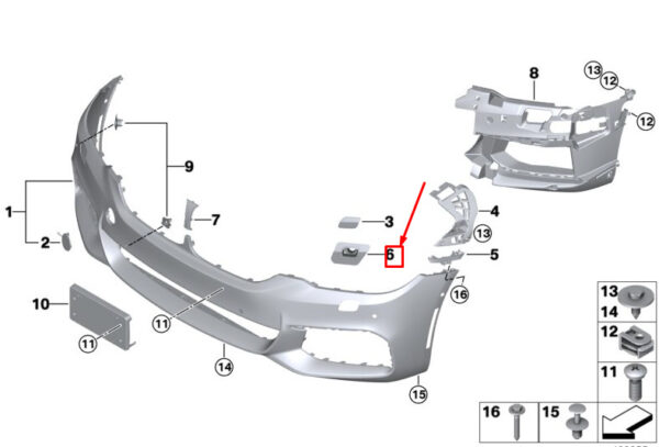 51118061778 - BMW 5 Touring G31 headlight washing system front right holder 51118061778 NEW