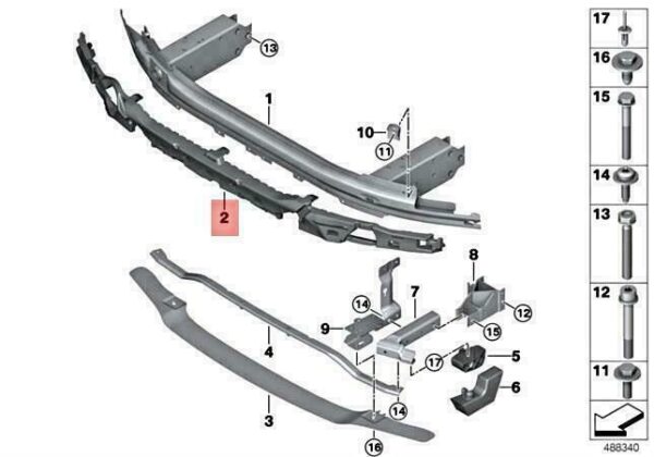 51118062786 - OEM BMW M5 F90 SEDAN IMPACT ABSORBER TOP 51118062786 GENUINE NEW