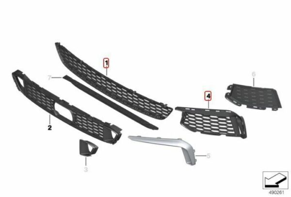 51118065317 - New Genuine BMW M5 F90 16-18 Front Left Right Open + Center Air Grille Set OEM