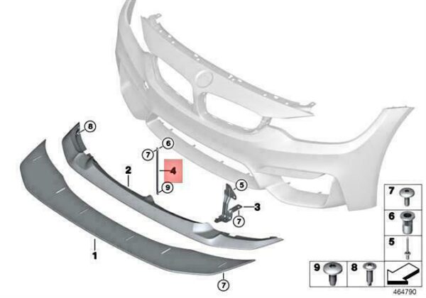 51118065339 - OEM BMW M3 M4 GTS F80 F82 M4 CS GTS SUPPORT FRONT SPLITTER 51118065339 GENUINE