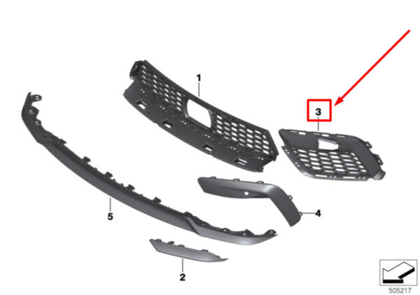 51118070758 - NEW BMW 8 COUPE F92 FRONT RIGHT AIR INTAKE GRILLE 8070758 51118070758 ORIGINAL