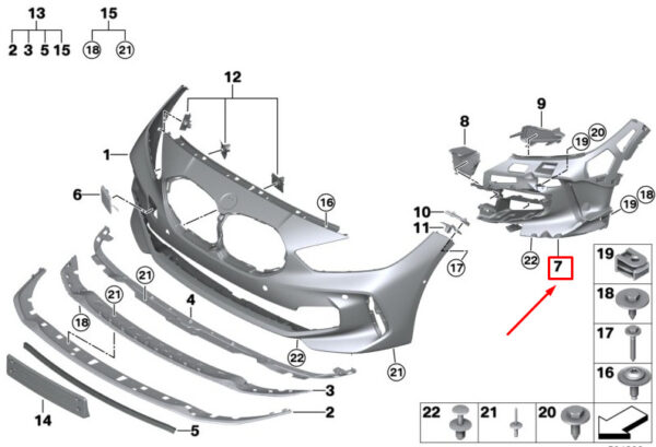 51118070938 - BMW F40 Front Right Bumper Fog Light Support 51118070938 NEW GENUINE