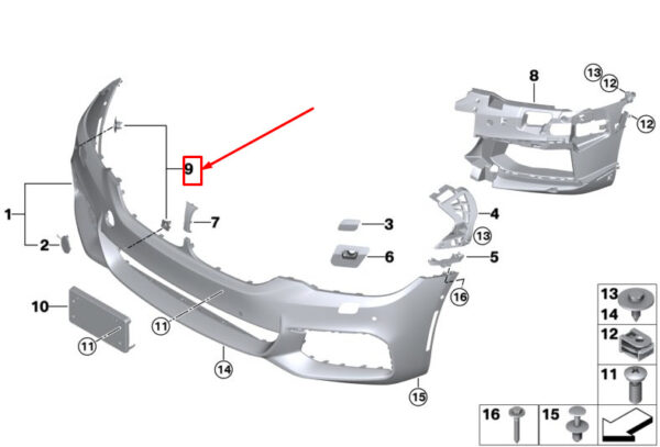 51118073861 - BMW 5 Touring G31 front PDC/PMA sensor mounting  51118073861 NEW ORIGINAL