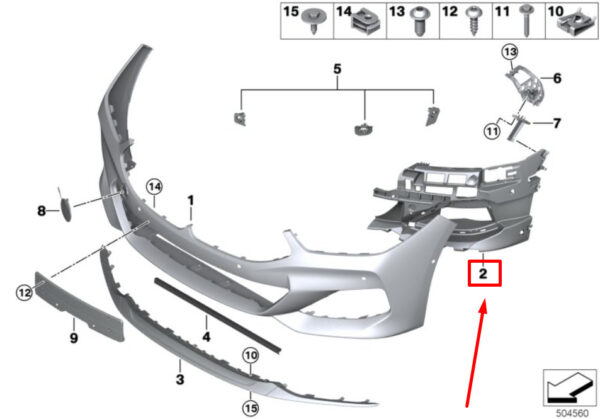 51118074788 - NEW BMW M8 GRAN COUPE G16 FRONT RIGHT BUMPER BRACKET 51118074788 8074788