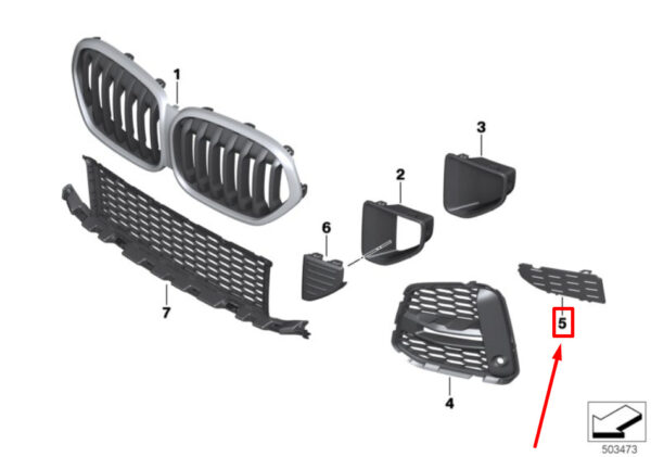 51118075891 - NEW BMW X1 F48 FRONT LEFT GRILLE COVER 8075891 51118075891 ORIGINAL