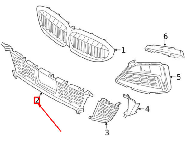 51118079592 - NEW BMW 3&M G20 FRONT CENTER ITS FEED GRILL ACC 51118079592 19-19 ORIGINAL