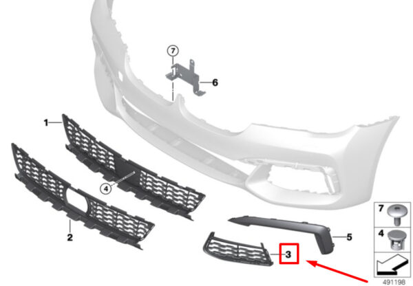 51118092713 - NEW BMW 7 G11, G12 FRONT LEFT BUMPER GRILL 51118092713 8092713 ORIGINAL