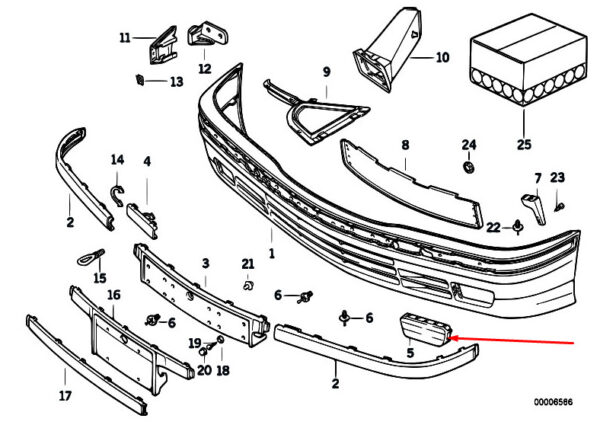 51118122450 - BMW 3 E36 fog light cover front right 51118122450 NEW