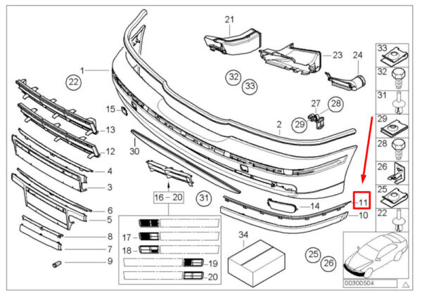 51118226555 - New BMW 5 E39 Front Left Bumper Cover 51118226555 8226555 Genuine