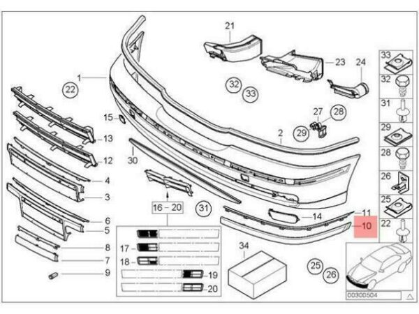 51118226562 - OEM BMW E39 ESTATE BUMPER SIDE MOUNDING STRIP RIGHT FRONT M 51118226562 NEW