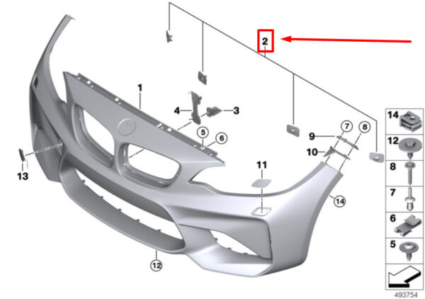 51118746837 - BMW 2 Coupe F87 Front PDC Sensor Brackets Set 8746837 51118746837 NEW