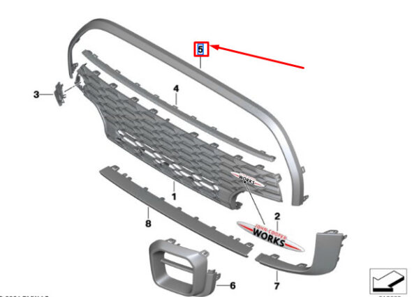 51119450550 - Mini Cooper F56 Front Upper Grill Trim 51119450550, Genuine Part