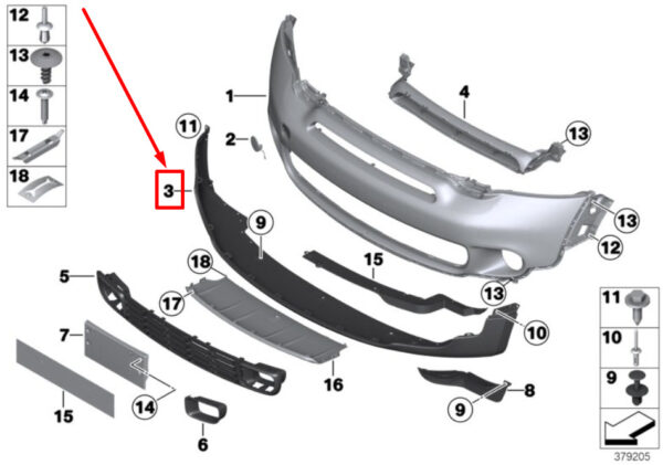 51119809975 - NEW MINI PACEMAN R61 FRONT LOWER BUMPER LIP 9809975 51119809975 ORIGINAL