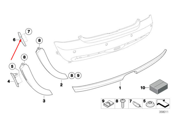 51121492925 - NEW MINI COOPER R53 REAR LEFT WIND DEFLECTOR 51121492925 1492925 2006 ORIGINAL
